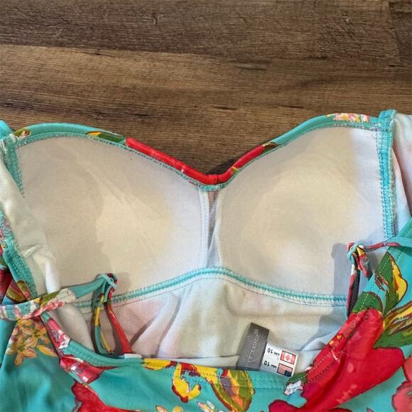 Moontide Babydoll Sweetheart Floral One-Piece Swimsuit Hibiscus Tropical Beach - Picture 9 of 9